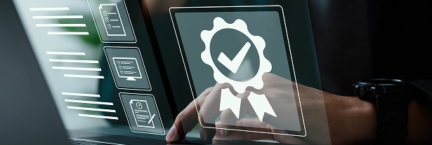 Certification badge on tablet